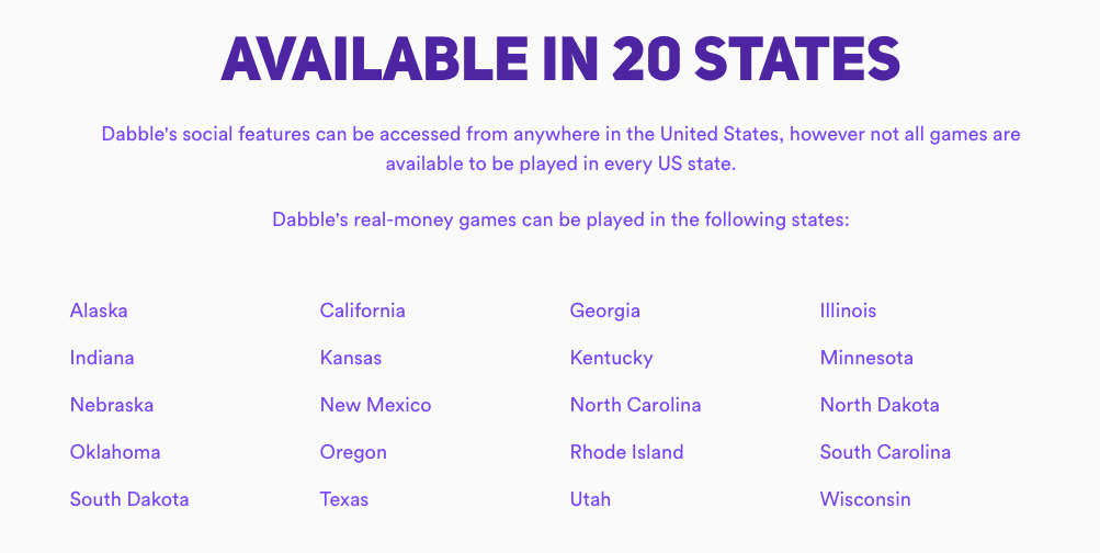 Which states is Dabble Fantasy legal in? 