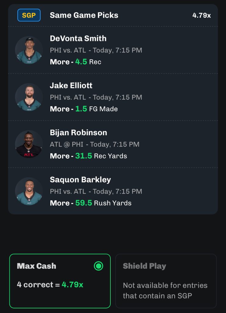 Best Props Today for Monday Night Football from Chalkboard DFS. 