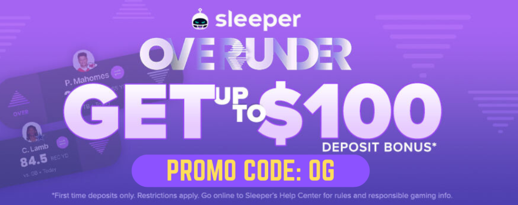 sleeper fantasy get up to a $100 deposit match with promo code OG