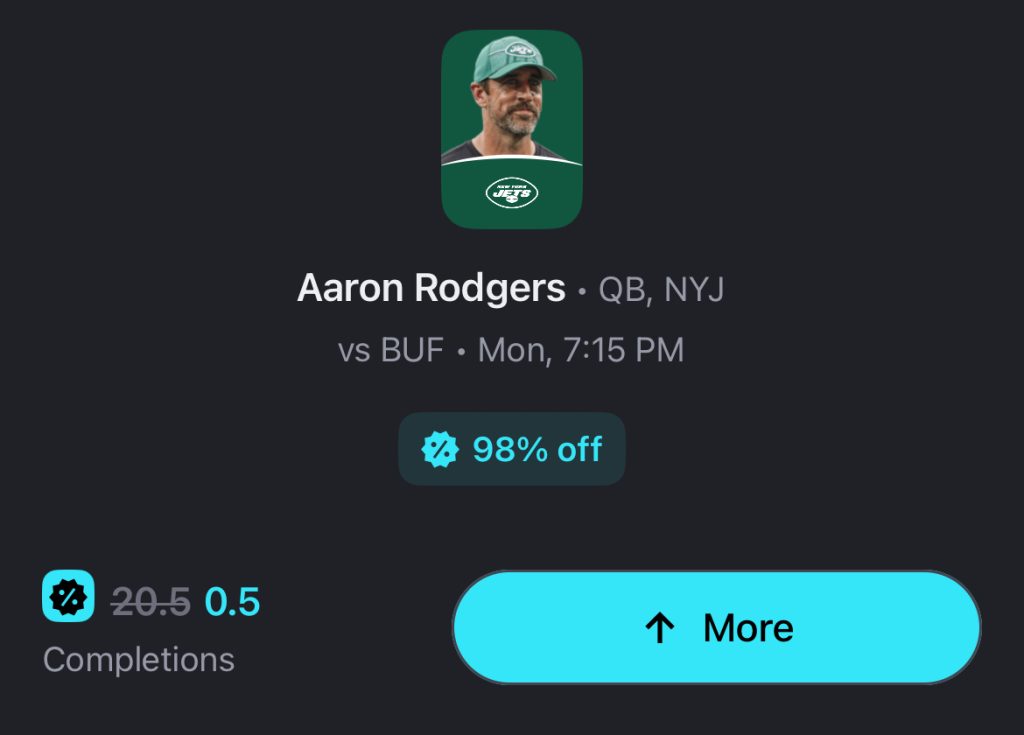 NFL Prop Freebie - Aaron Rodgers over 0.5 completions for MNF Week 6. 