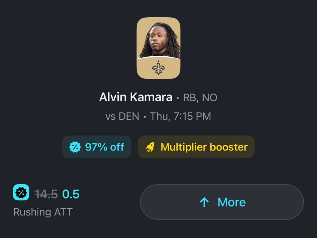 Alvin Kamara prop pick for Week 7 of the NFL season 2024. 