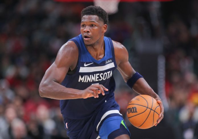 CHICAGO, IL - FEBRUARY 06: Anthony Edwards #5 of the Minnesota Timberwolves in action during the second half against the Chicago Bulls at the United Center on February 6, 2024 in Chicago, Illinois.