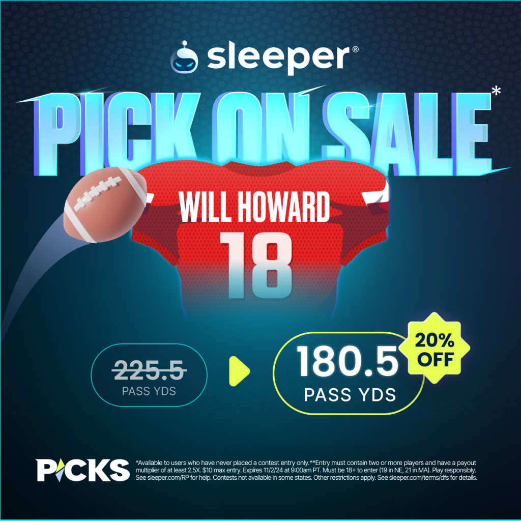 Ohio State vs Penn State props includes Will Howard discounted to 180.5 pass yards on Sleeper Fantasy.